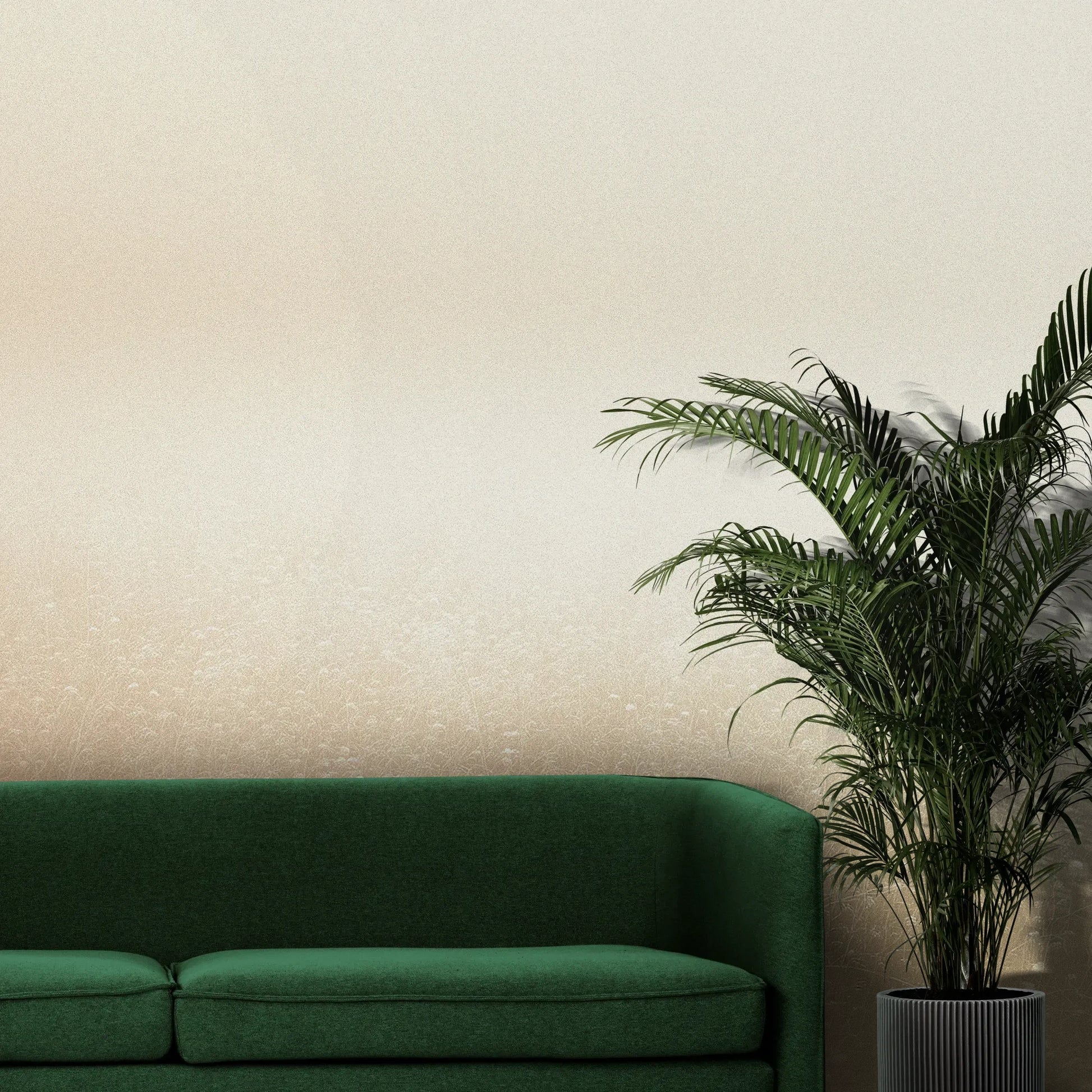 Fototapeta GOLDEN MIST - tapeta z delikatną mglistą abstrakcją pokazana w aranżacji wnętrza z akcentem na ścianie.