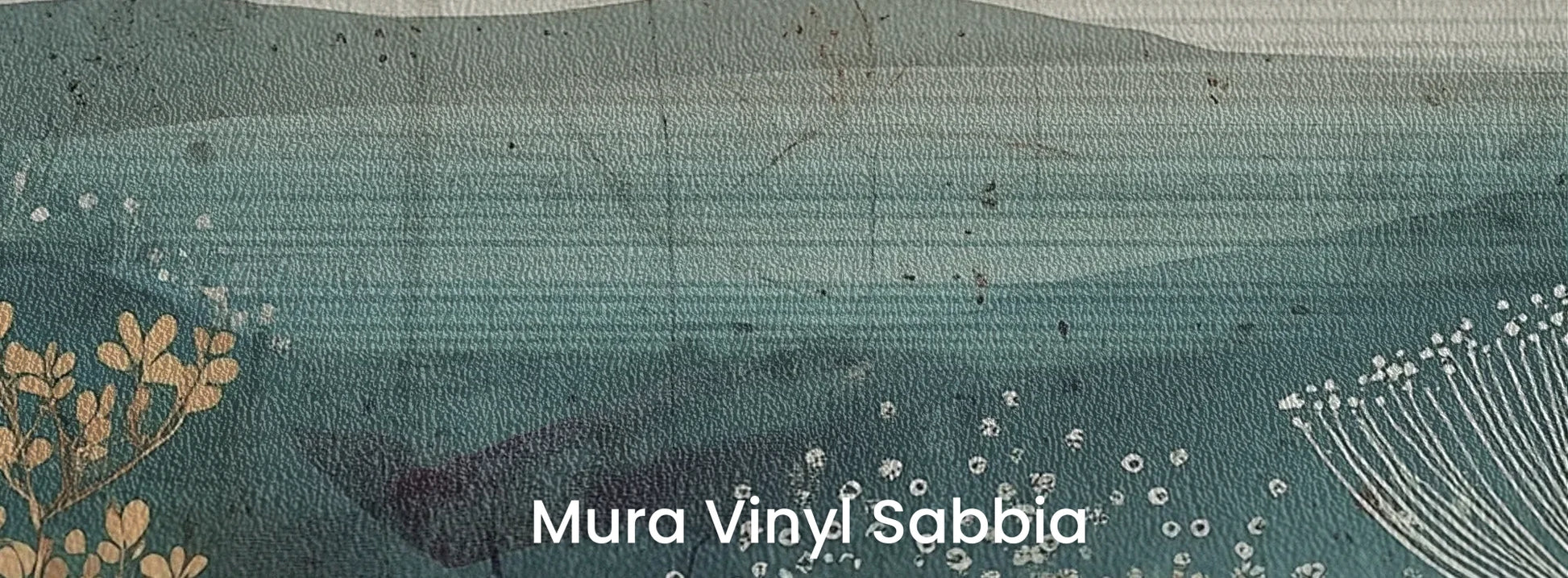 Zbliżenie na fototapetę ETHEREAL VALLEYS - tapeta z marzycielskim krajobrazem na podłożu o strukturze ziarna piasku.