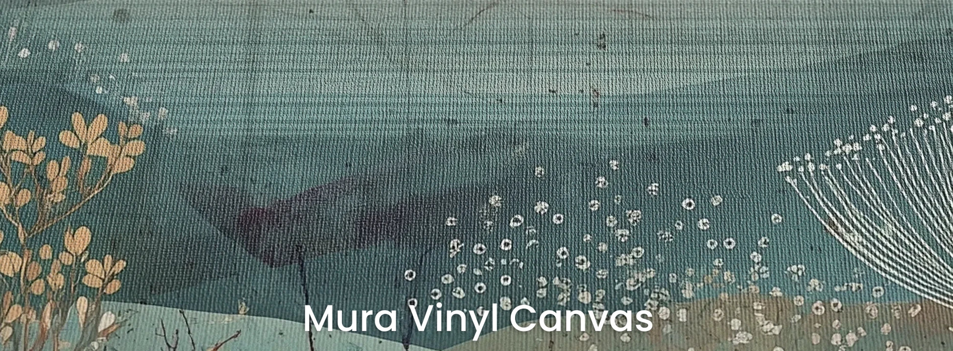 Zbliżenie na fototapetę ETHEREAL VALLEYS - tapeta z marzycielskim krajobrazem na podłożu o fakturze płótna.