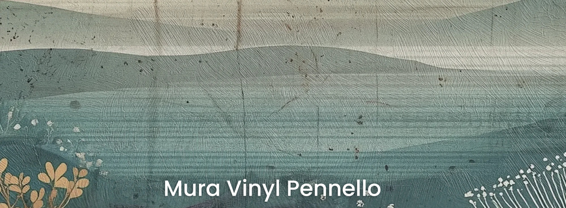 Zbliżenie na fototapetę ETHEREAL VALLEYS - tapeta z marzycielskim krajobrazem na podłożu o fakturze pociągnięć pędzla.