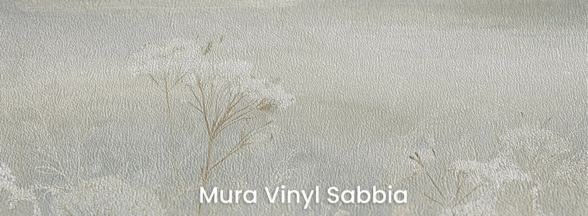 Zbliżenie na fototapetę VEILED GRASSLANDS - tapeta z mglistą łąką w bieli na podłożu o strukturze ziarna piasku.