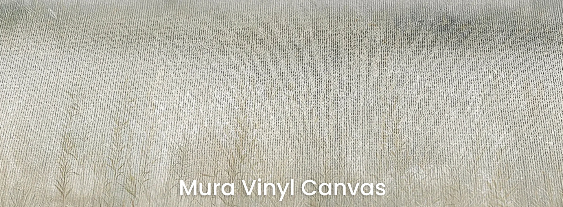 Zbliżenie na fototapetę WHISPERED MEADOW - tapeta z mglistą łąką i kwiatami na podłożu o fakturze płótna.