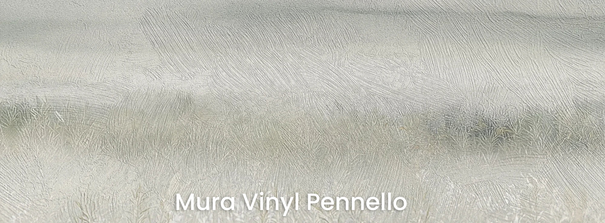 Zbliżenie na fototapetę WHISPERED MEADOW - tapeta z mglistą łąką i kwiatami na podłożu o fakturze pociągnięć pędzla.