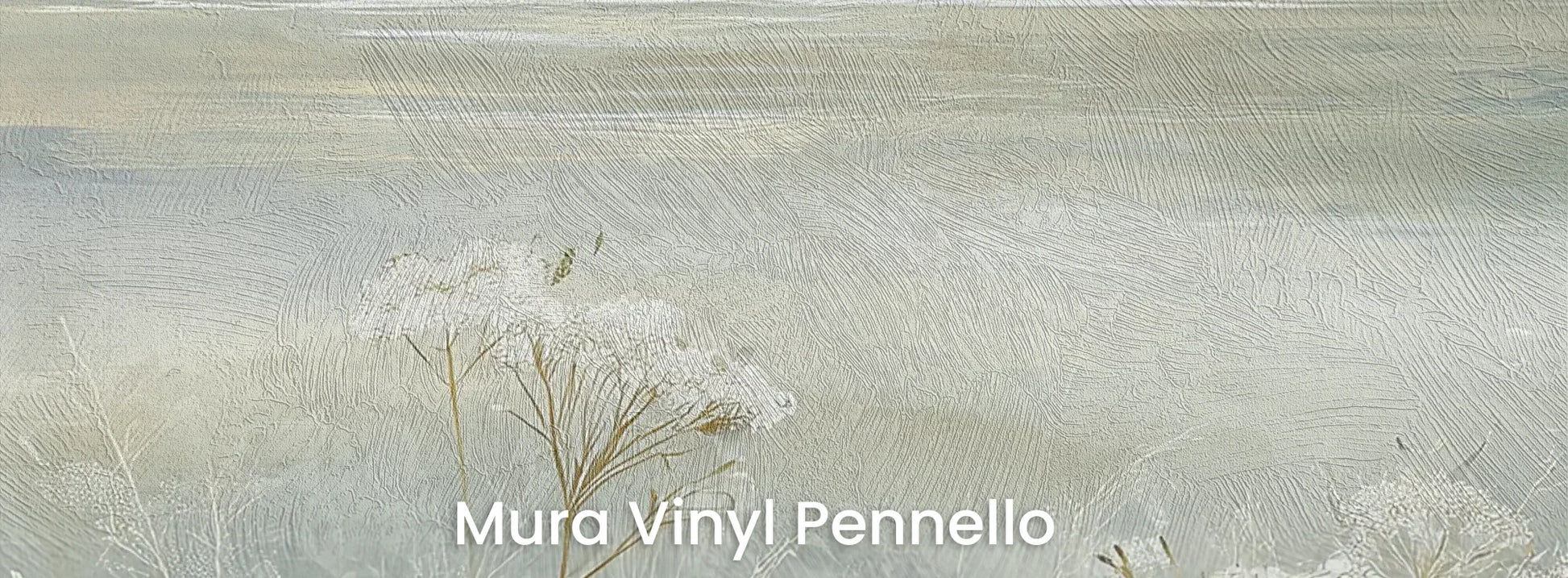 Zbliżenie na fototapetę COASTAL WHISPERS - tapeta z łąką nad brzegiem morza na podłożu o fakturze pociągnięć pędzla.