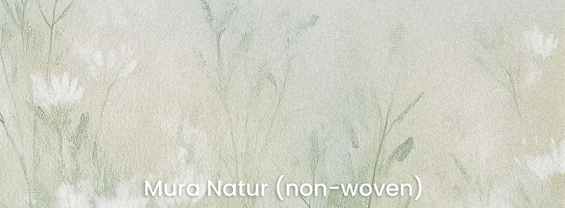 Zbliżenie na fototapetę WINTER'S BLOOM - tapeta z mglistą łąką w pastelach na naturalnym podłożu ekologicznym.