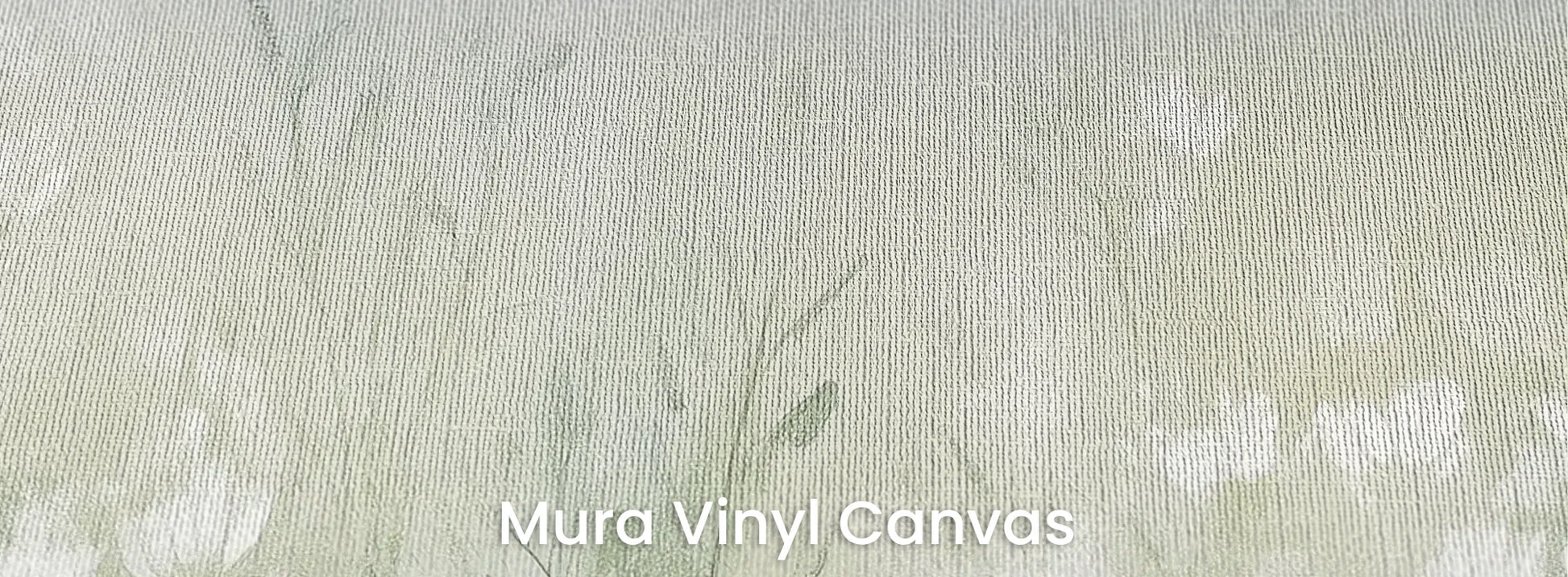 Zbliżenie na fototapetę WINTER'S BLOOM - tapeta z mglistą łąką w pastelach na podłożu o fakturze płótna.