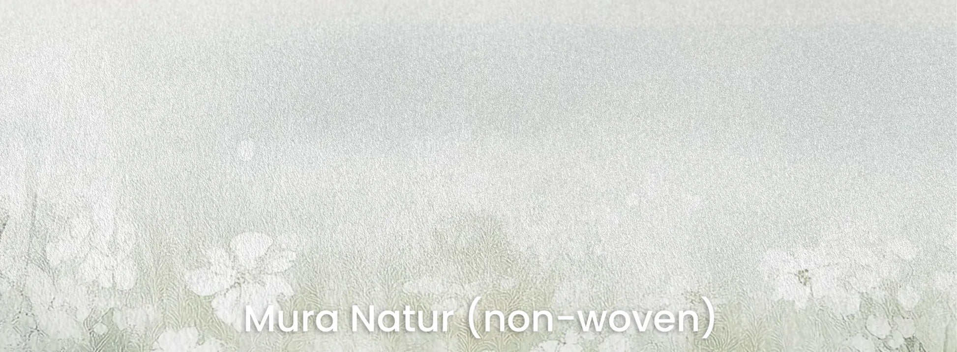 Zbliżenie na fototapetę IVORY WILDFIELDS - tapeta z mglista łąką w delikatnych barwach na naturalnym podłożu ekologicznym.