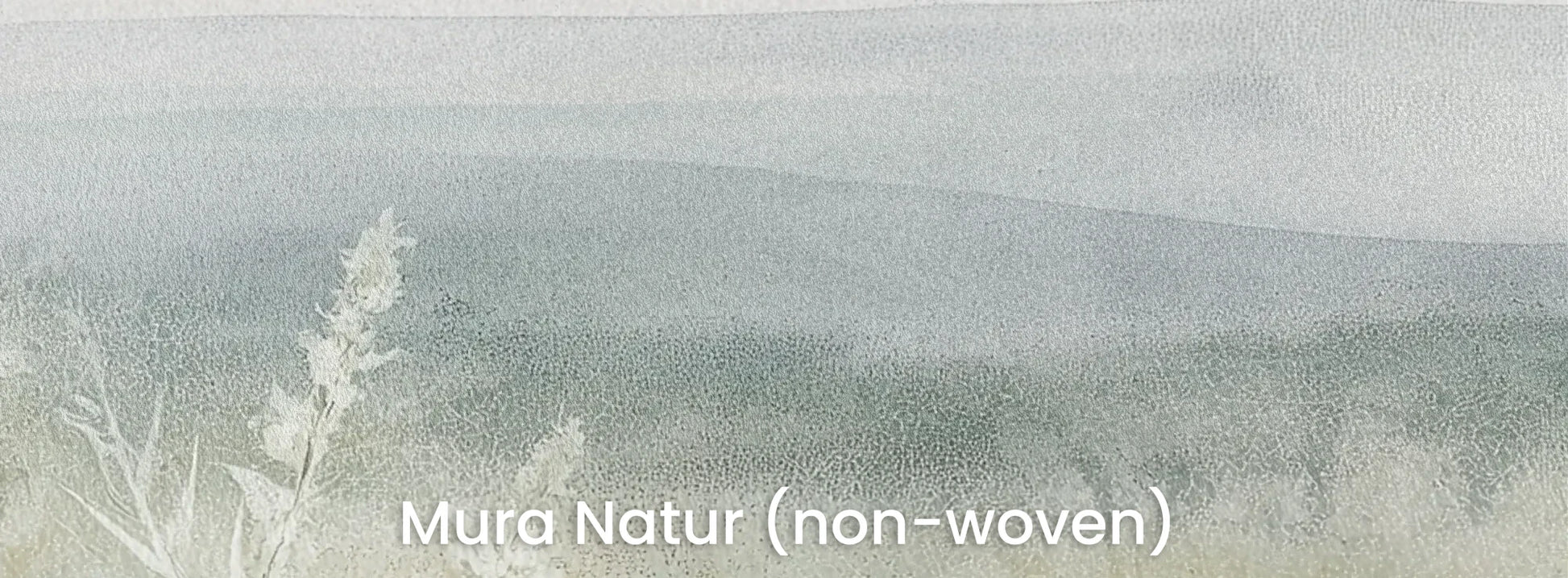 Zbliżenie na fototapetę SILENT WILDFLOWERS - tapeta z polaną w delikatnej mgle na naturalnym podłożu ekologicznym.