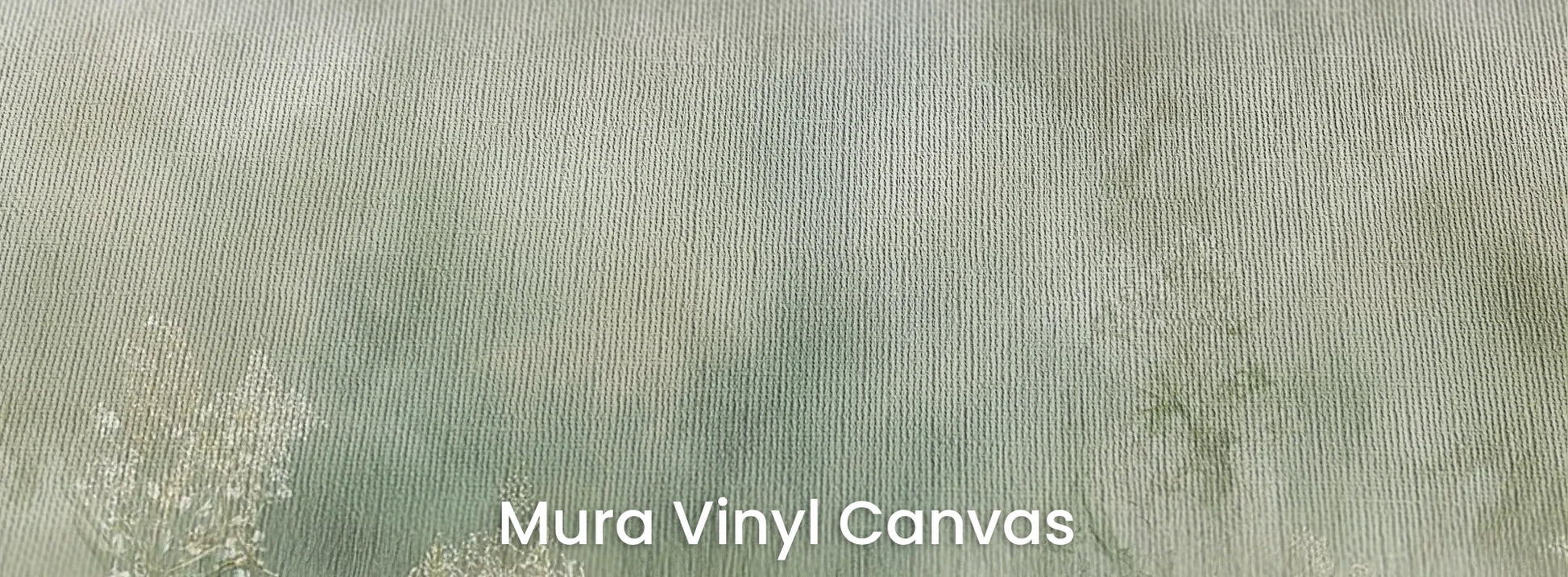 Zbliżenie na fototapetę FROST BLOSSOM VISTA - tapeta z mglistą łąką kwiatów na podłożu o fakturze płótna.