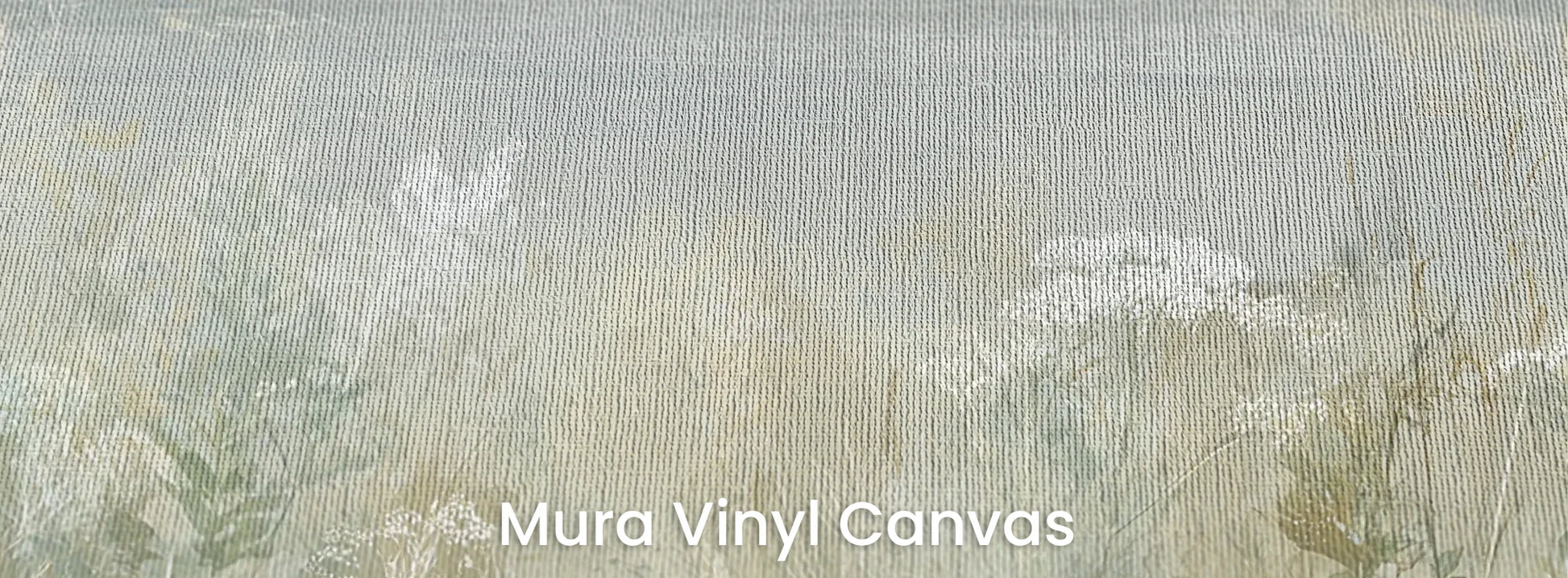 Zbliżenie na fototapetę PALE WILDSCAPE - tapeta z łąką w delikatnej mgle na podłożu o fakturze płótna.