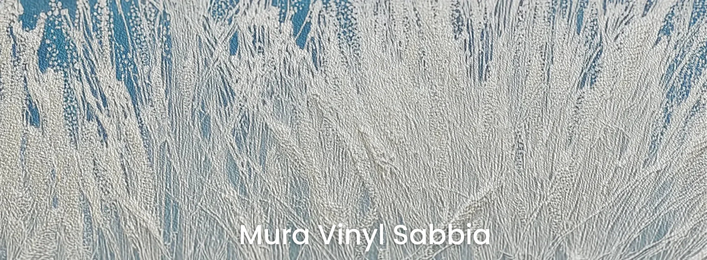 Zbliżenie na fototapetę GLACIAL STEMS - tapeta z mroźnymi źdźbłami trawy na podłożu o strukturze ziarna piasku.