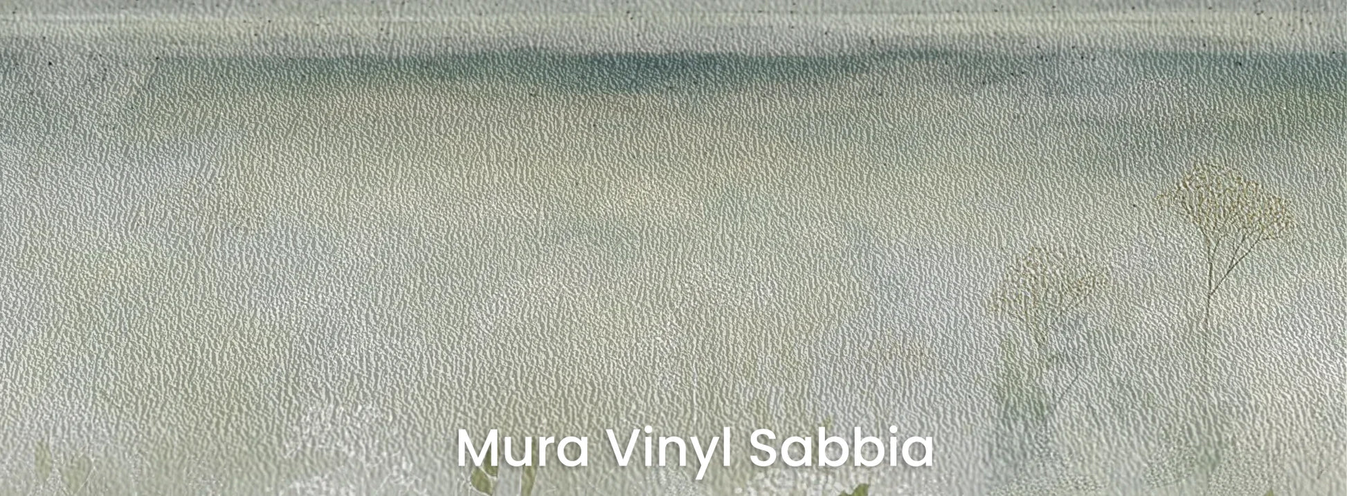 Zbliżenie na fototapetę HORIZON REVERIE - tapeta z delikatną łąką w porannej mgle na podłożu o strukturze ziarna piasku.