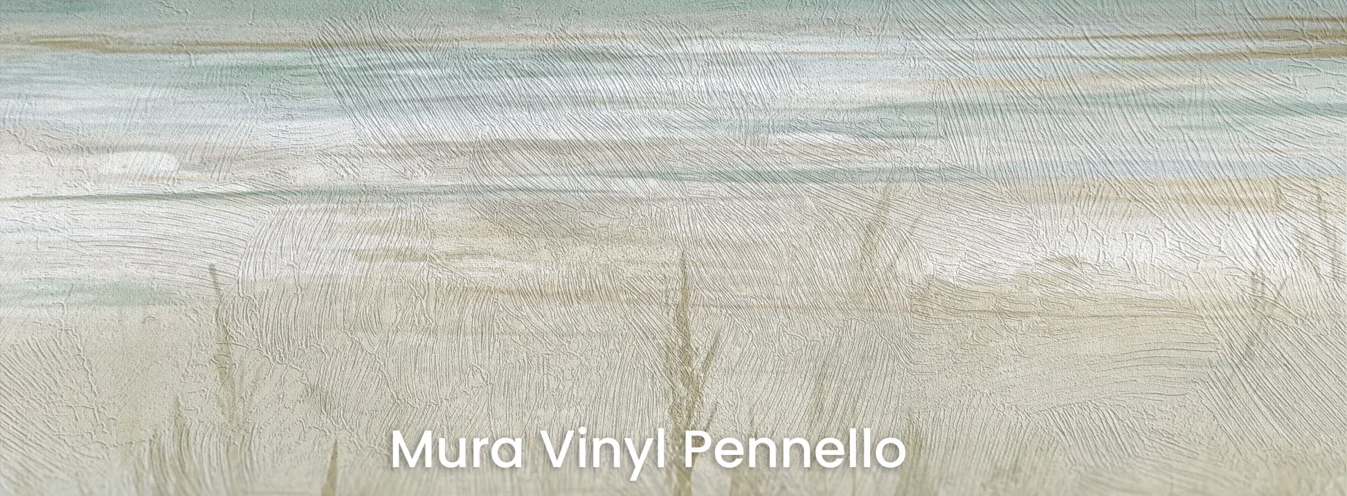 Zbliżenie na fototapetę OPALESCENT WILDFIELDS - tapeta z miękkimi akcentami łąki na podłożu o fakturze pociągnięć pędzla.