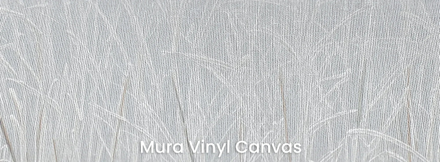 Zbliżenie na fototapetę FROSTBOUND SERENITY - tapeta z zimowymi trawami w szarej mgle na podłożu o fakturze płótna.