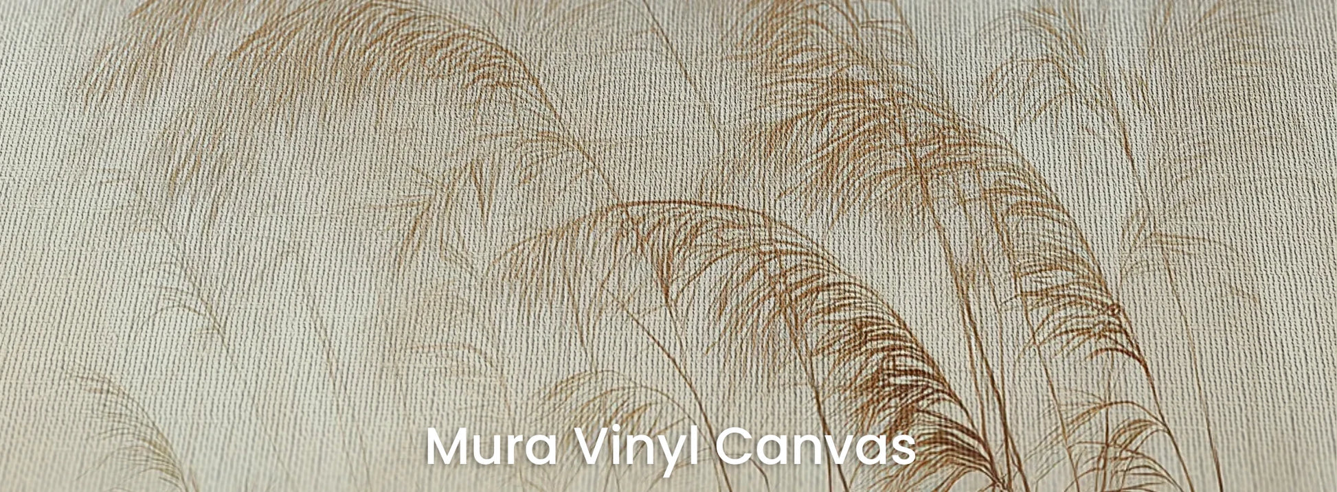 Zbliżenie na fototapetę SERENITY FIELDS - tapeta z mglistymi trawami o świcie na podłożu o fakturze płótna.