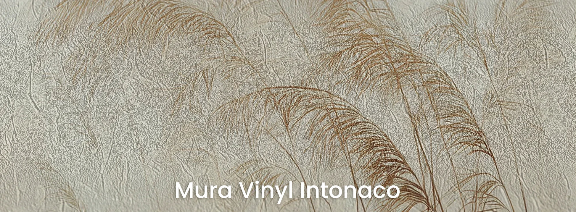 Zbliżenie na fototapetę SERENITY FIELDS - tapeta z mglistymi trawami o świcie na podłożu o strukturze tartego tynku.