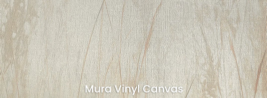 Zbliżenie na fototapetę ETHEREAL FIELDS - tapeta z delikatnymi trawami w jasnej tonacji na podłożu o fakturze płótna.