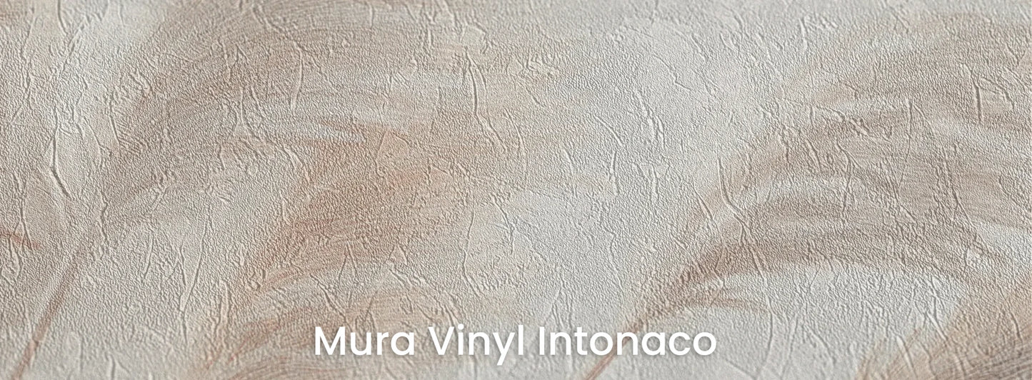 Zbliżenie na fototapetę DESERT WHISPERS - tapeta z delikatnymi źdźbłami trawy w beżowych odcieniach na podłożu o strukturze tartego tynku.