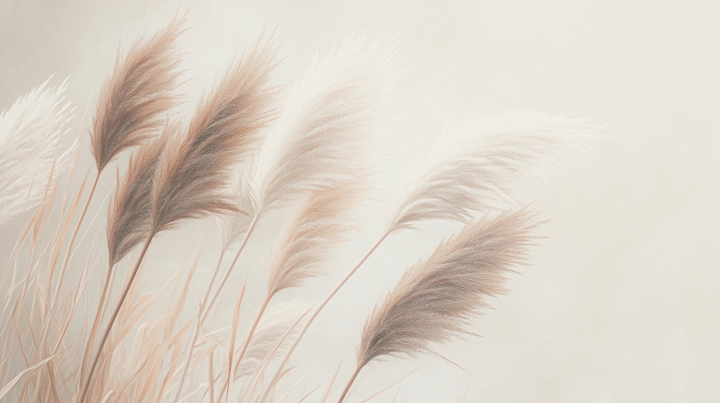 Pattern preview: Prezentacja całego wzoru fototapety o nazwie DESERT WHISPERS - tapeta z delikatnymi źdźbłami trawy w beżowych odcieniach