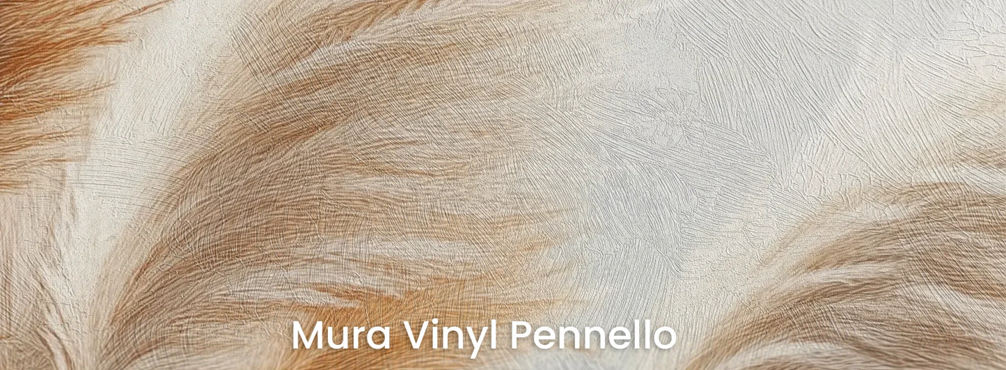 Zbliżenie na fototapetę PAMPAS DREAMS - tapeta z beżowymi trawami pampasowymi na podłożu o fakturze pociągnięć pędzla.