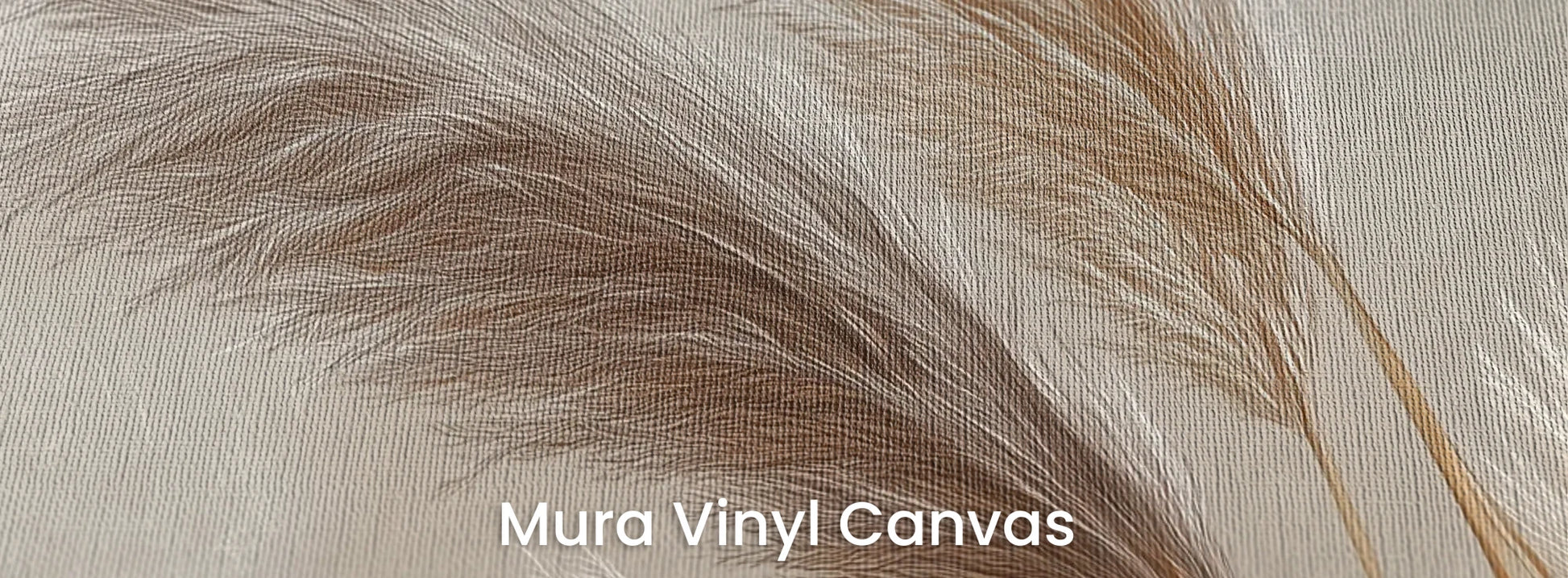 Zbliżenie na fototapetę GENTLE PLUMES - tapeta z beżowymi źdźbłami trawy na jasnym tle na podłożu o fakturze płótna.