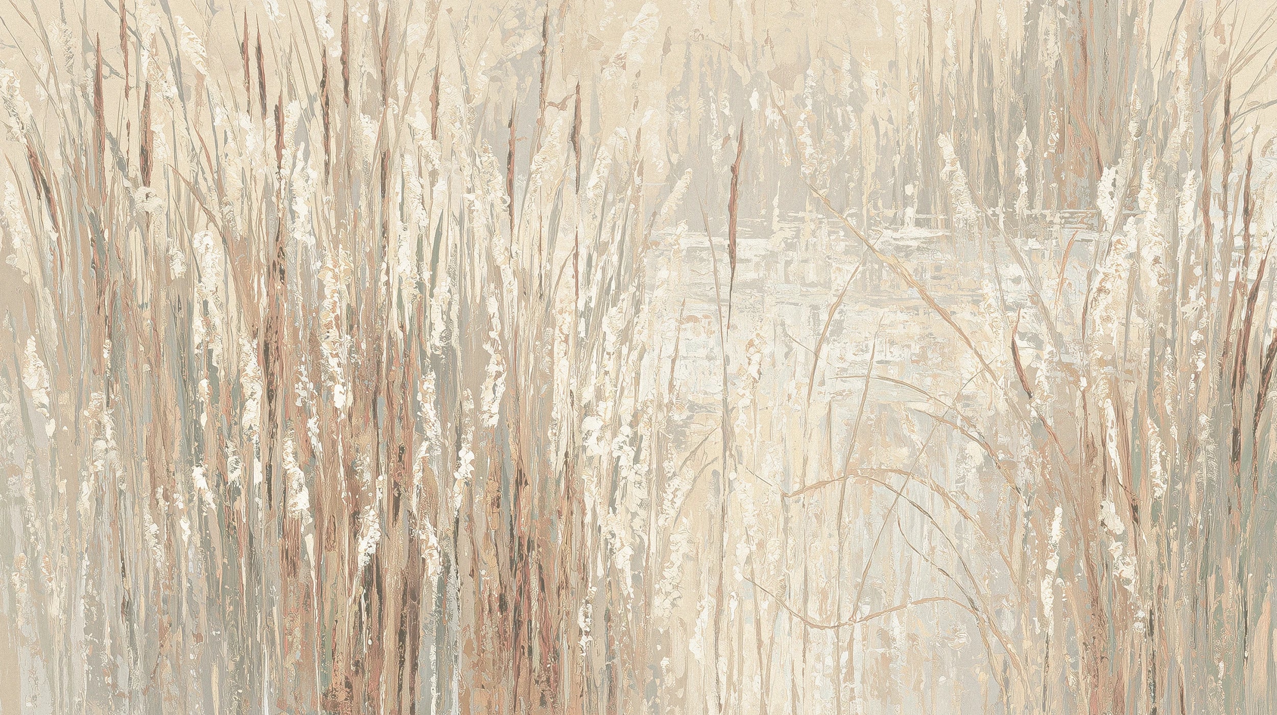 Podgląd wzoru: Prezentacja całego wzoru fototapety o nazwie FROSTED CANVAS - tapeta z delikatną abstrakcją traw