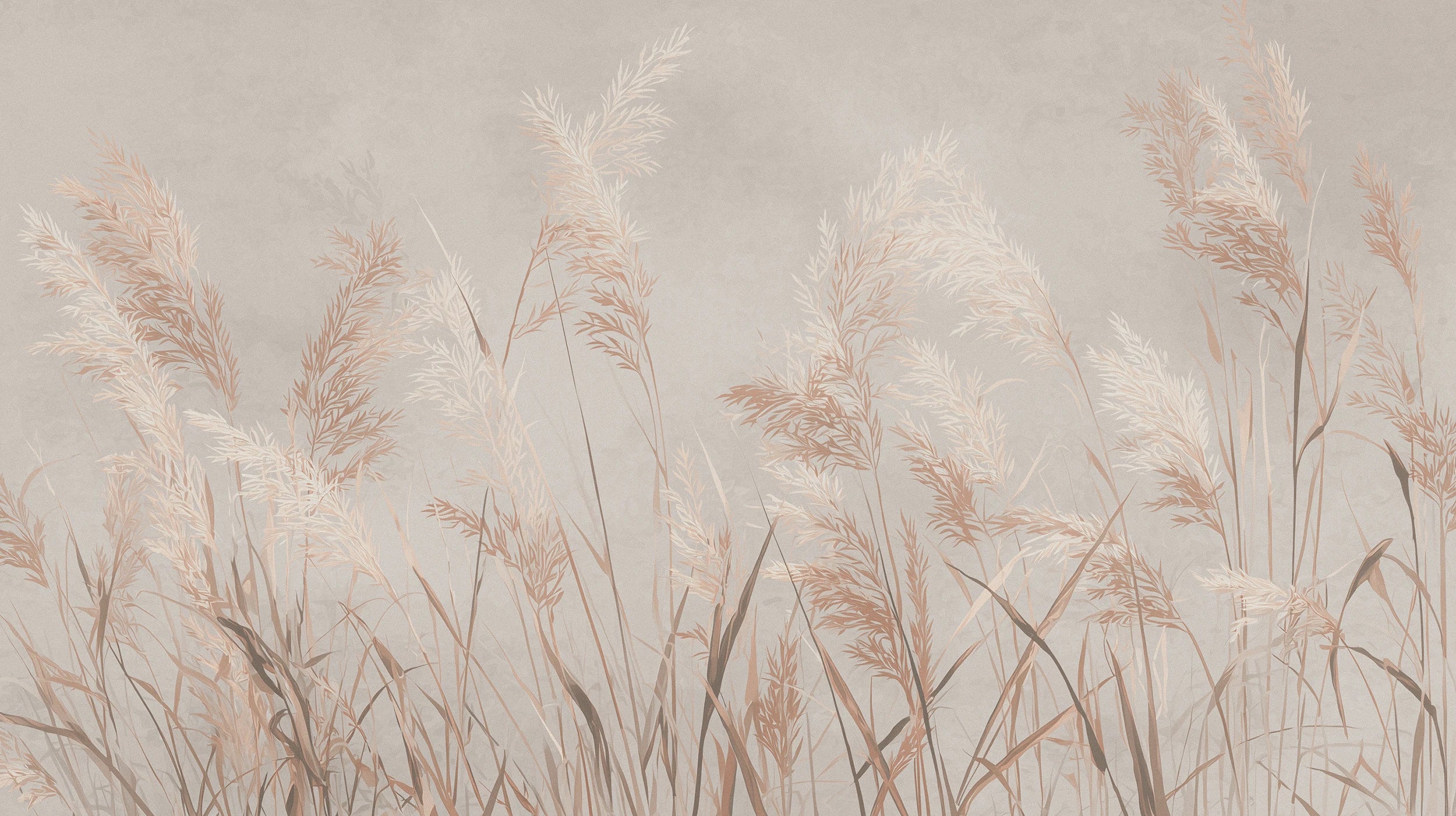 Pattern preview: Prezentacja całego wzoru fototapety o nazwie BLUSH WHISPERS - tapeta z delikatnymi trawami w pudrowych odcieniach