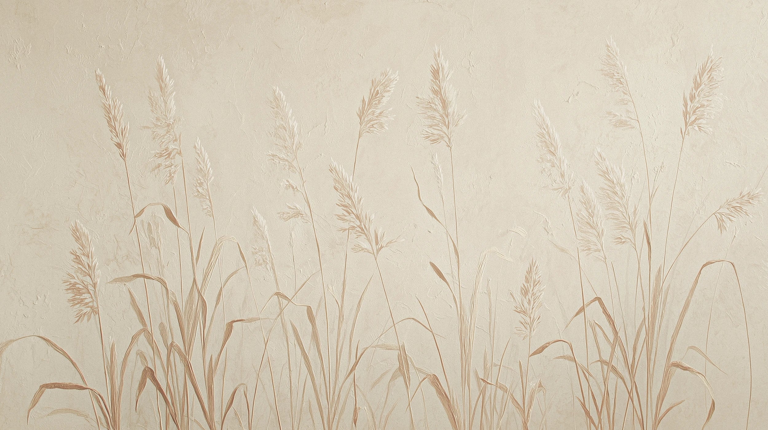 Pattern preview: Prezentacja całego wzoru fototapety o nazwie NATURE'S LULLABY - tapeta z delikatnymi źdźbłami traw w beżowej tonacji