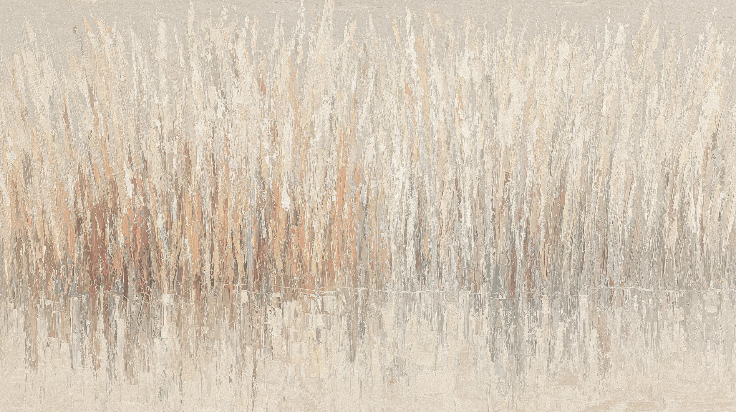 Pattern preview: Prezentacja całego wzoru fototapety o nazwie WOVEN MIST - tapeta z delikatnym abstrakcyjnym wzorem trawy we mgle