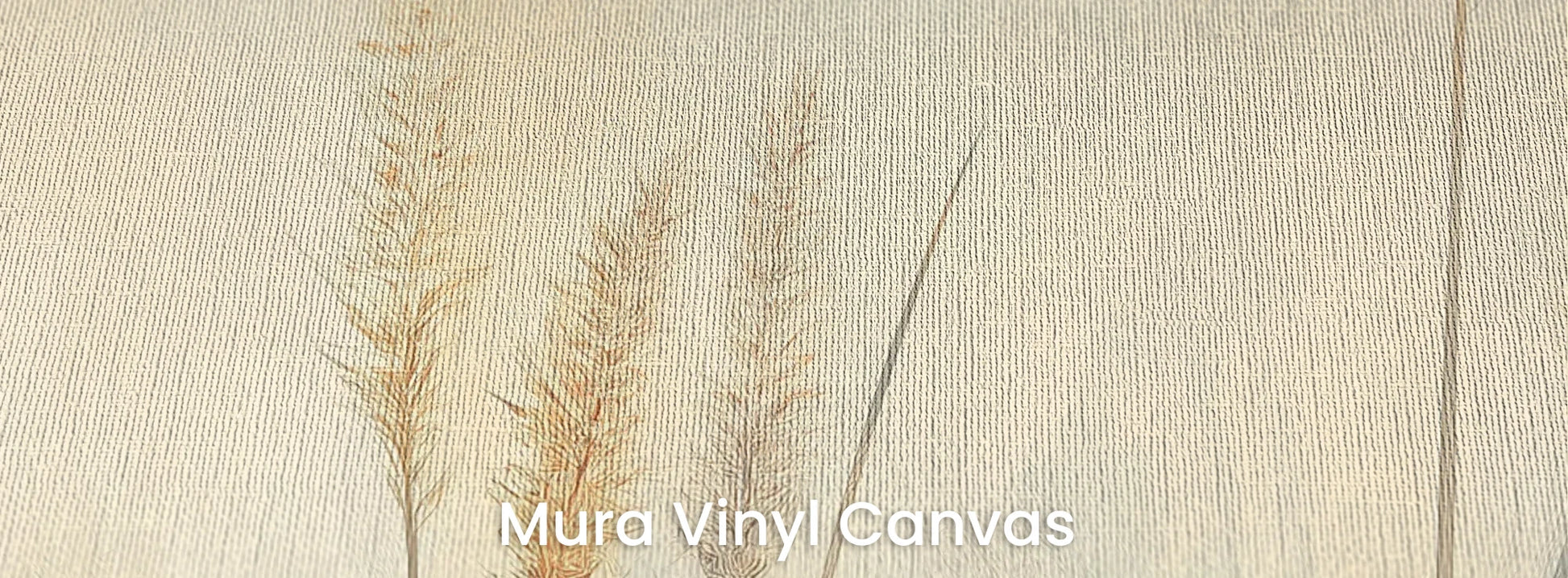 Zbliżenie na fototapetę DELICATE MEMORIES - tapeta z mglistymi trawami o świcie na podłożu o fakturze płótna.