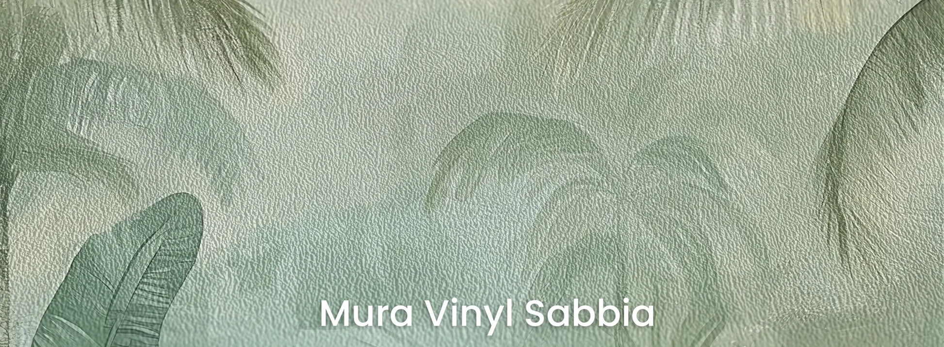 Zbliżenie na fototapetę MIST GARDEN - tapeta z tropikalną dżunglą w pastelowych odcieniach na podłożu o strukturze ziarna piasku.