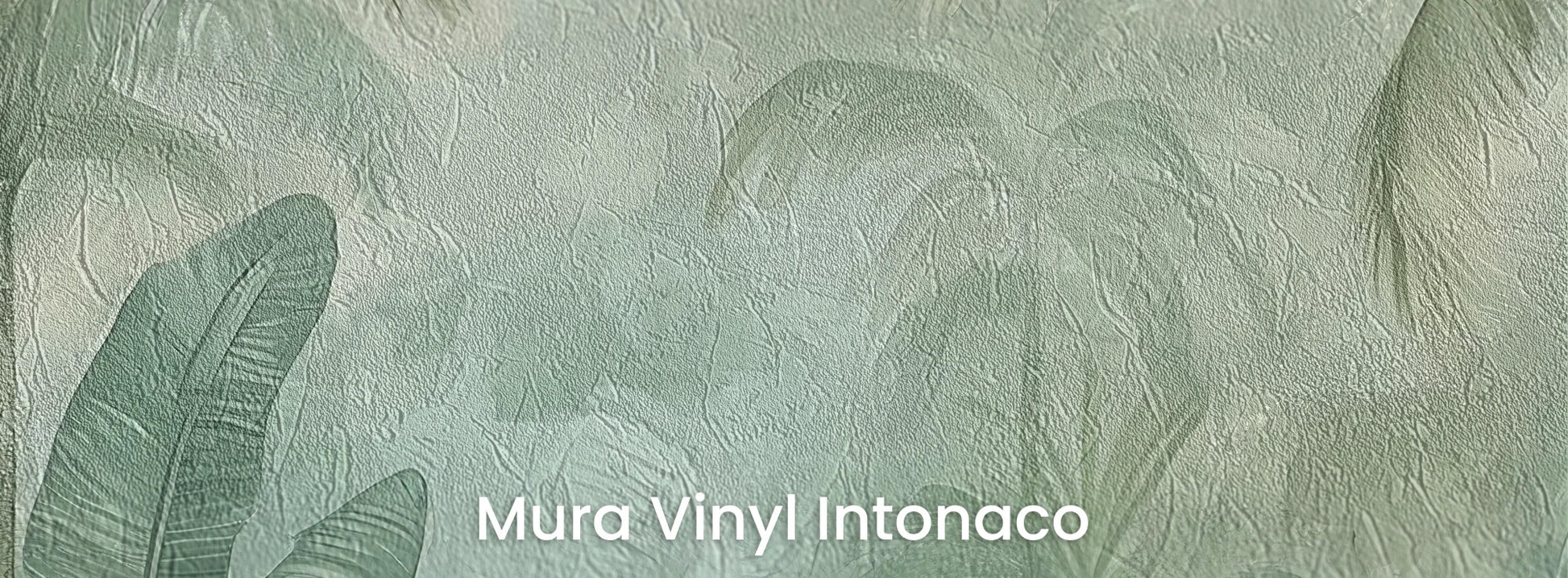 Zbliżenie na fototapetę MIST GARDEN - tapeta z tropikalną dżunglą w pastelowych odcieniach na podłożu o strukturze tartego tynku.