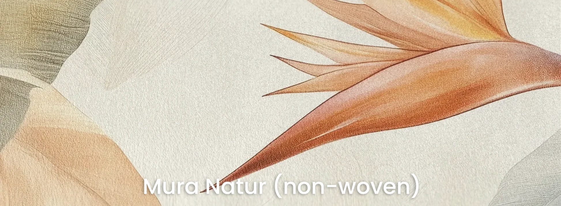 Zbliżenie na fototapetę CORAL HARMONY - tapeta z tropikalnymi kwiatami w pastelowych odcieniach na naturalnym podłożu ekologicznym.