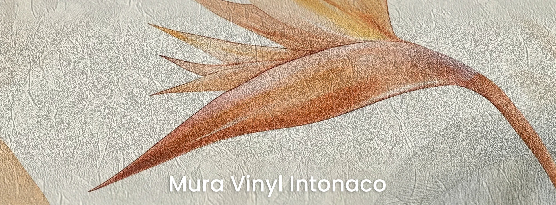 Zbliżenie na fototapetę CORAL HARMONY - tapeta z tropikalnymi kwiatami w pastelowych odcieniach na podłożu o strukturze tartego tynku.