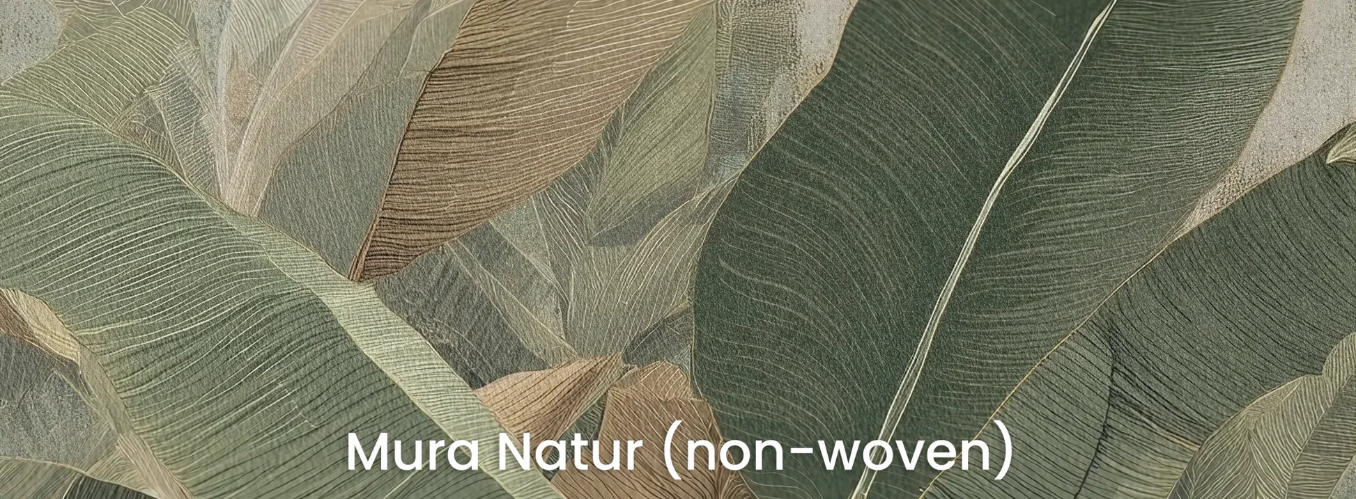 Zbliżenie na fototapetę BANANA LEAVES SHADOW - tapeta z tropikalnymi liśćmi bananowca na naturalnym podłożu ekologicznym.