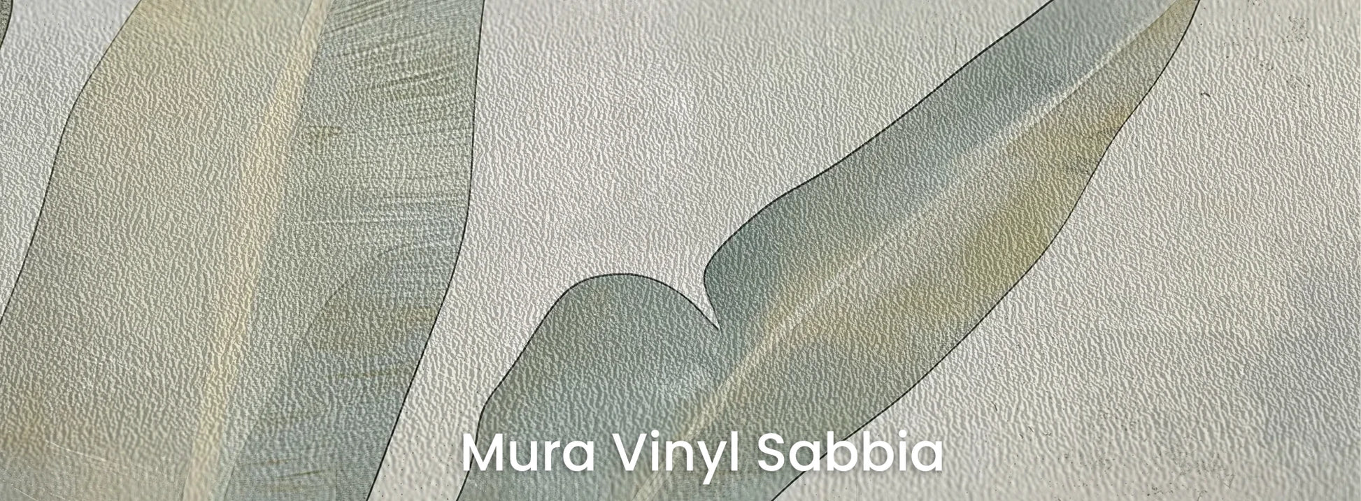 Zbliżenie na fototapetę JADE CANOPY - tapeta z tropikalnymi liśćmi w stonowanych zieleniach na podłożu o strukturze ziarna piasku.