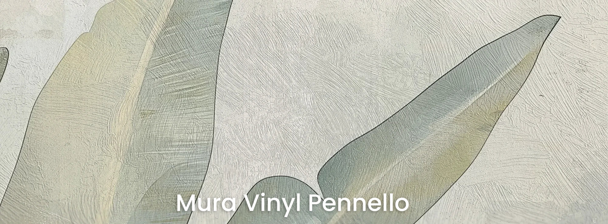 Zbliżenie na fototapetę JADE CANOPY - tapeta z tropikalnymi liśćmi w stonowanych zieleniach na podłożu o fakturze pociągnięć pędzla.