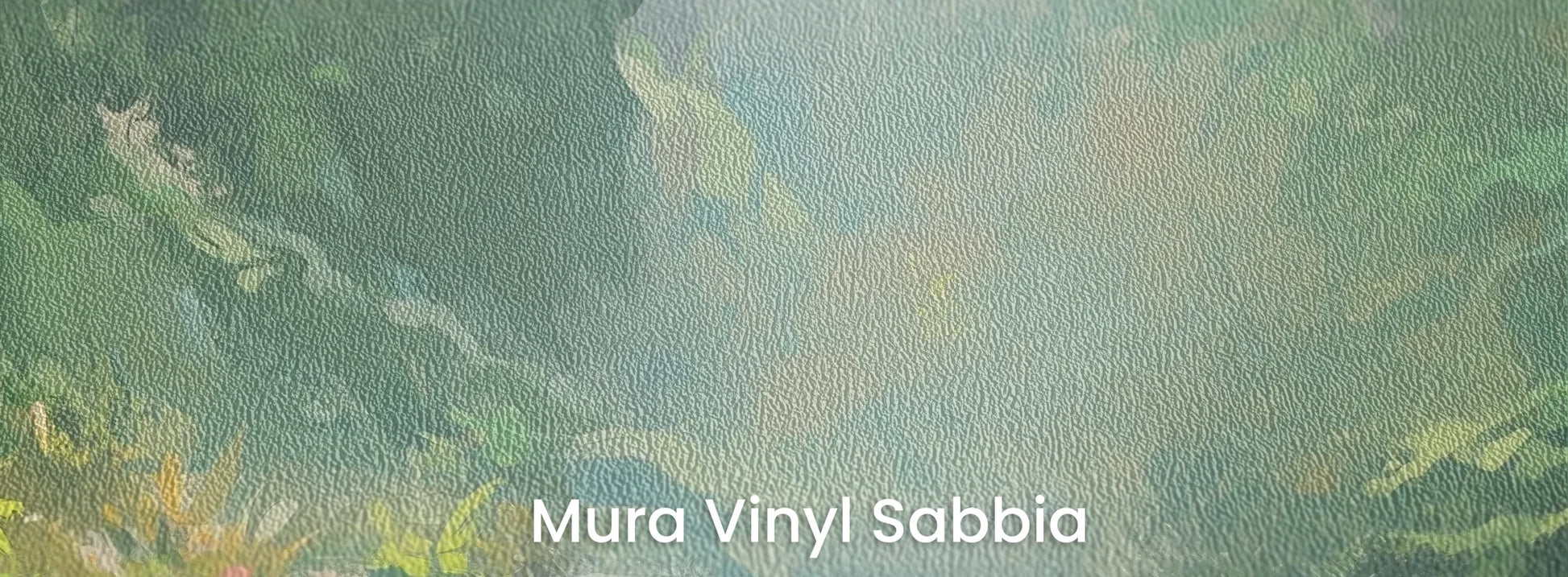 Zbliżenie na fototapetę ENCHANTED STREAM - tapeta z magicznym leśnym strumieniem na podłożu o strukturze ziarna piasku.