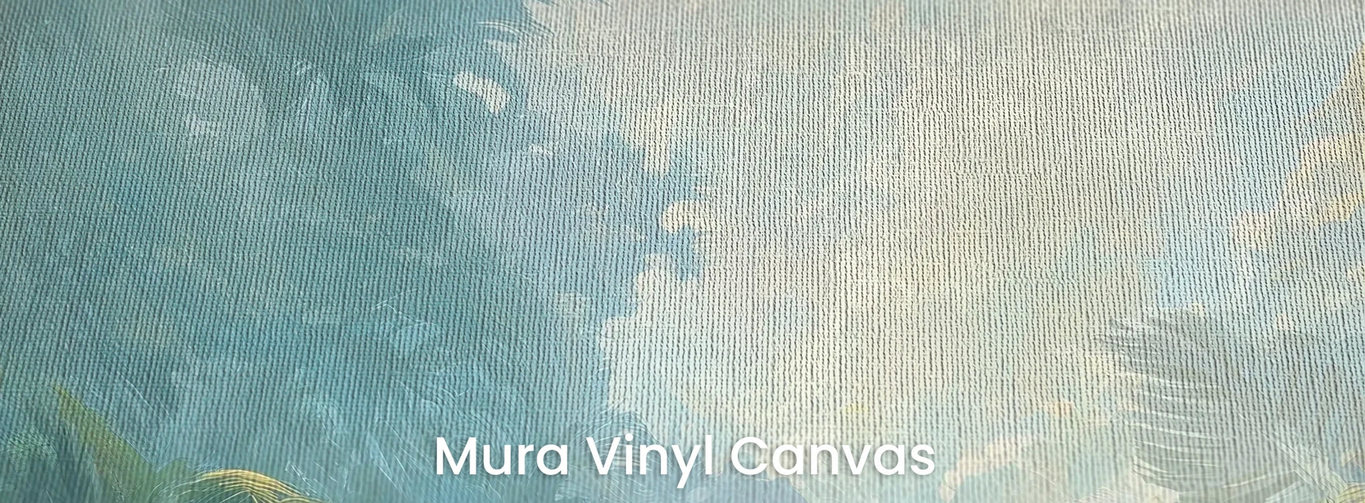 Zbliżenie na fototapetę ETHEREAL MIST - tapeta z tropikalną dżunglą w porannej mgle na podłożu o fakturze płótna.