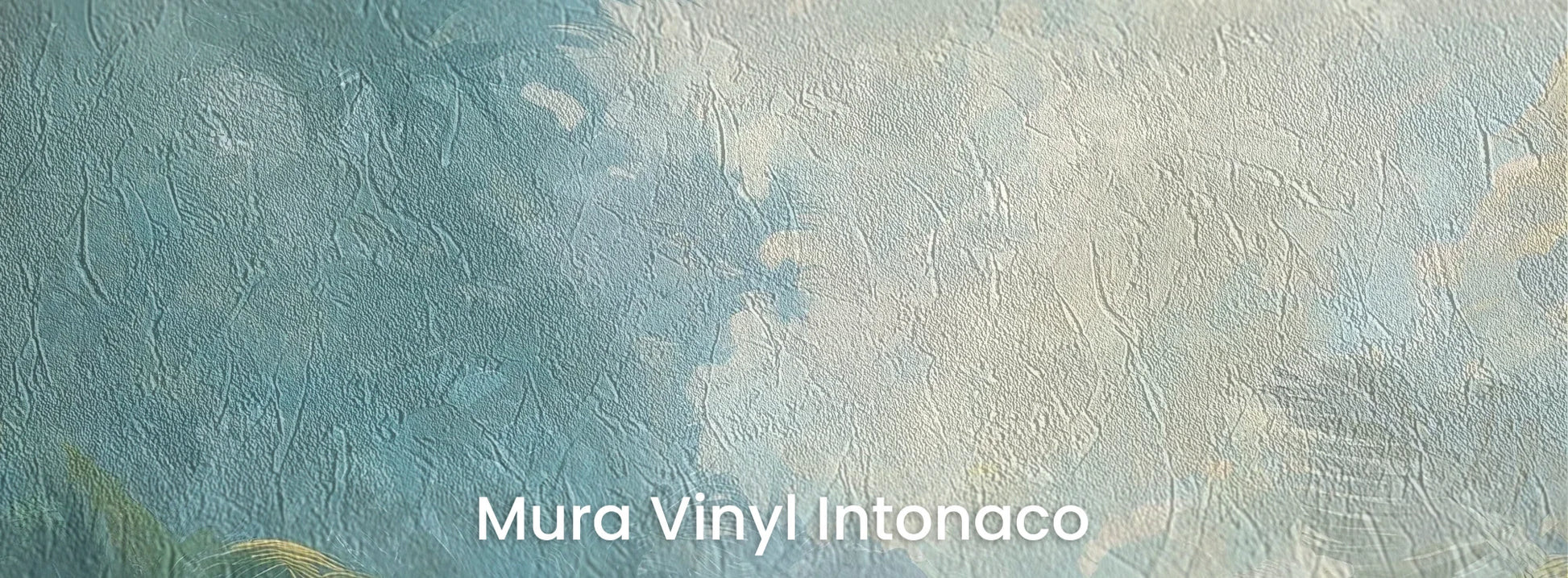 Zbliżenie na fototapetę ETHEREAL MIST - tapeta z tropikalną dżunglą w porannej mgle na podłożu o strukturze tartego tynku.