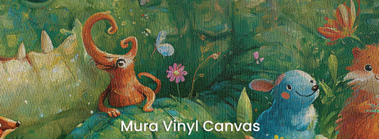 GREEN LAGOON PARADE - malarska tapeta z leśnymi zwierzętami — Mura Canvas