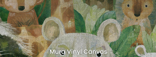 GREEN PARADE - tapeta ze zwierzętami wśród paproci — Mura Canvas