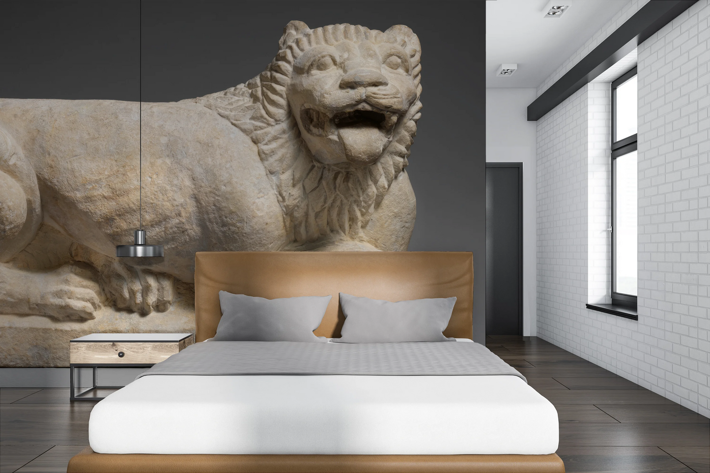 Photo wallpaper "History of Art: Limestone Reclining Lion" (5th century BC)