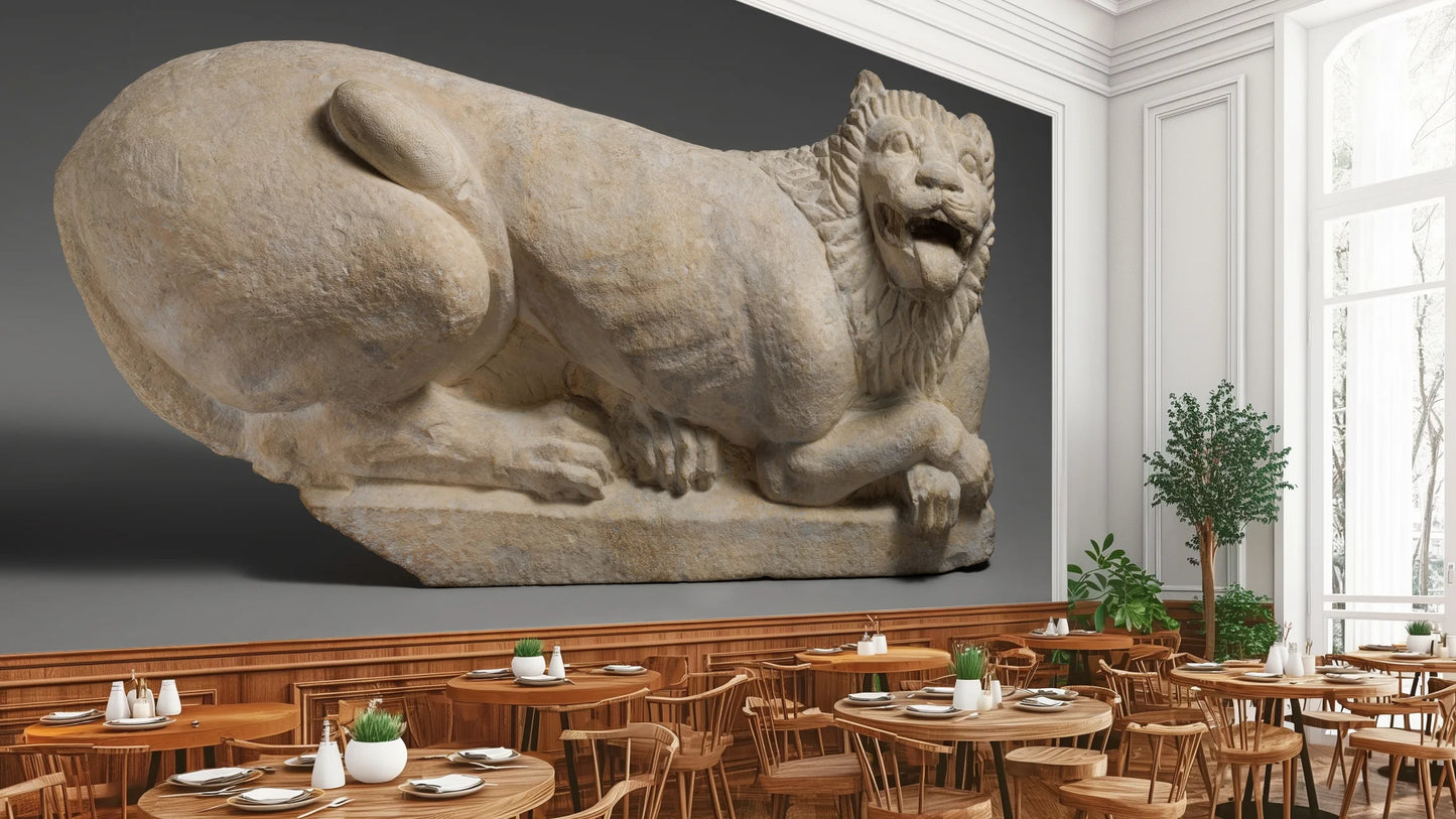 Photo wallpaper "History of Art: Limestone Reclining Lion" (5th century BC)