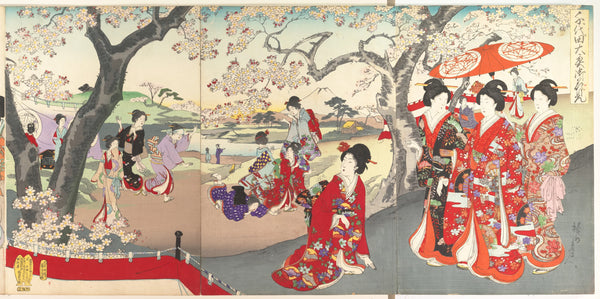 Wandbild „Kunstgeschichte: Chiyoda Ōoku Hanami“ (Toyohara Chikanobu)