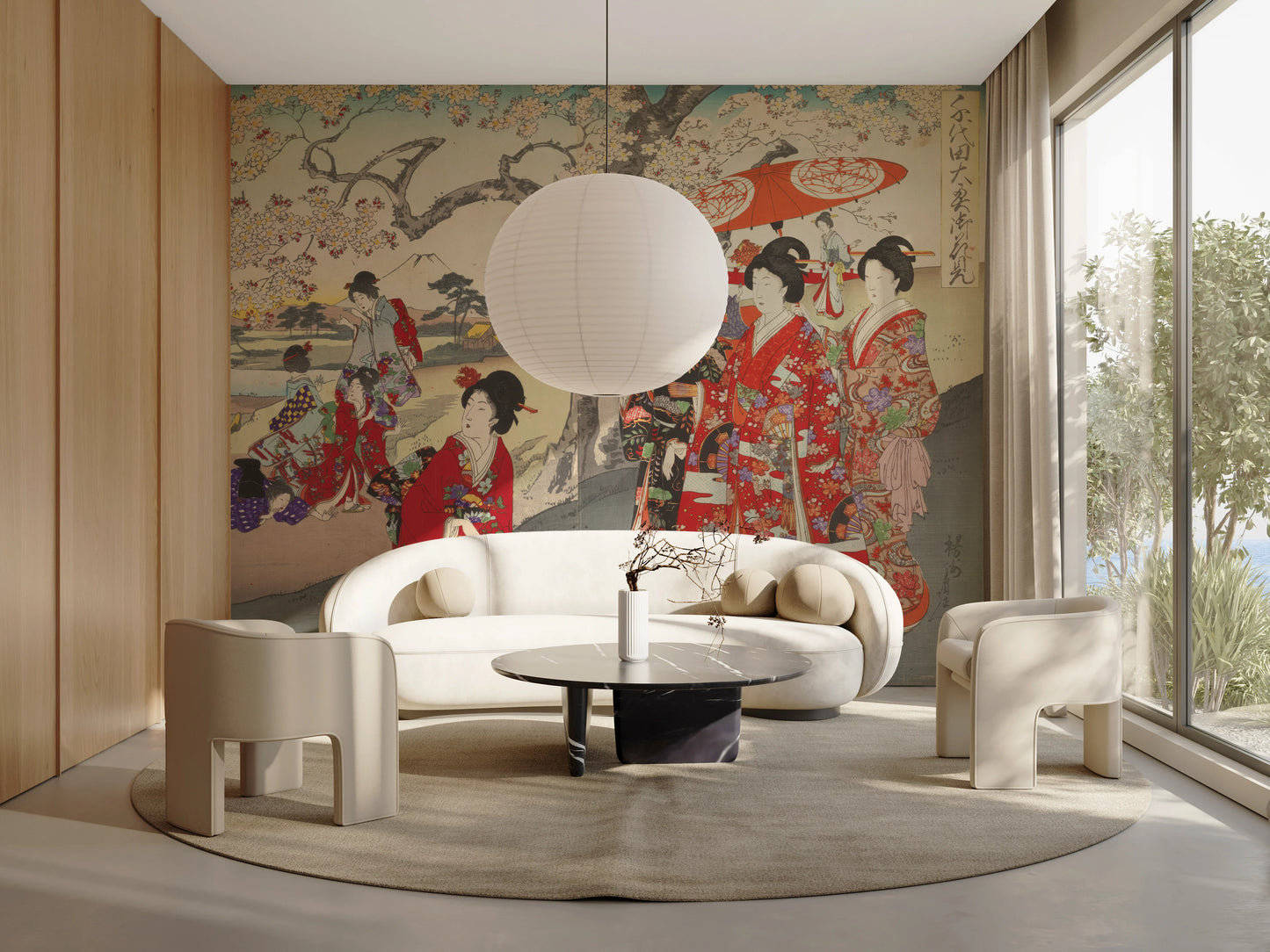 Wall mural "History of Art: Chiyoda Ōoku Hanami" (Toyohara Chikanobu)