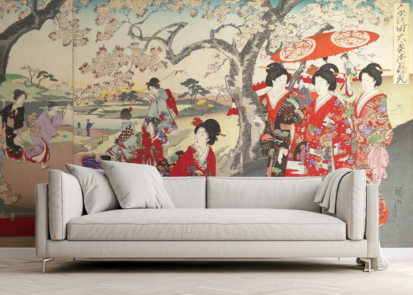 Wall mural "History of Art: Chiyoda Ōoku Hanami" (Toyohara Chikanobu)