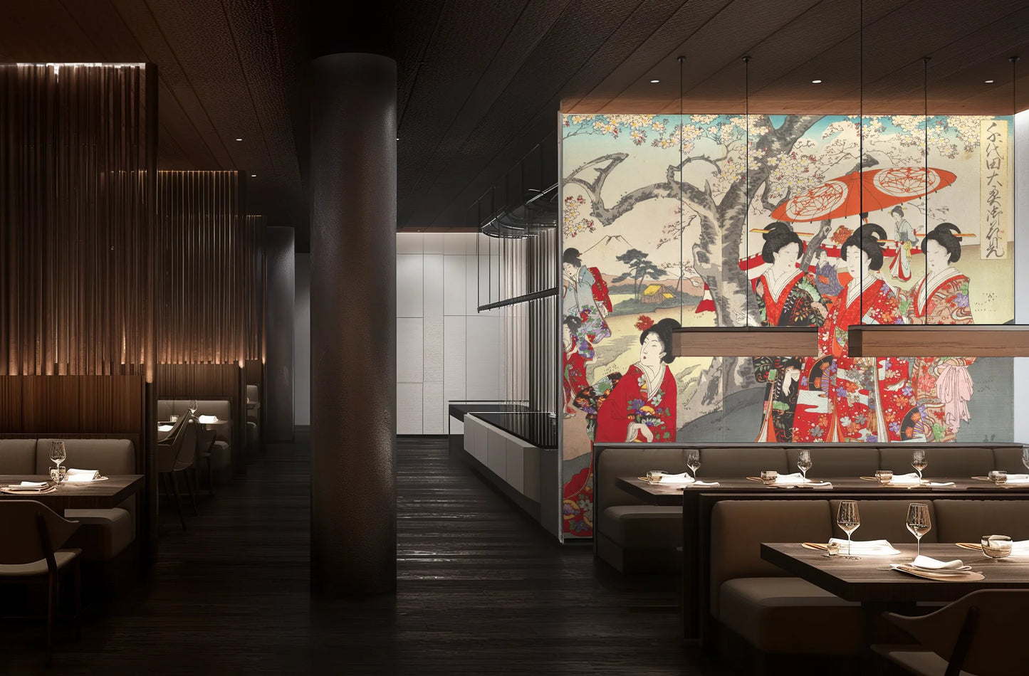 Wall mural "History of Art: Chiyoda Ōoku Hanami" (Toyohara Chikanobu)