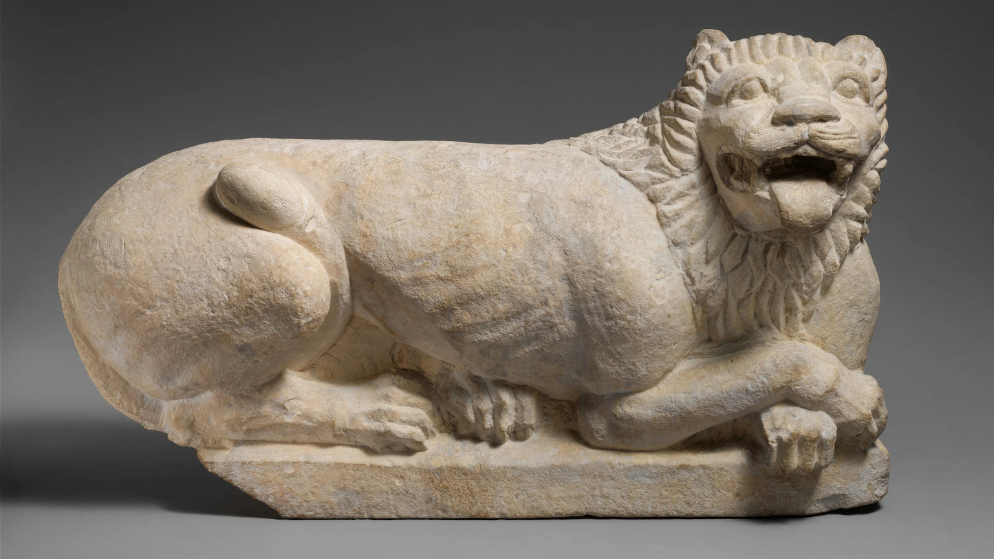 Photo wallpaper "History of Art: Limestone Reclining Lion" (5th century BC)