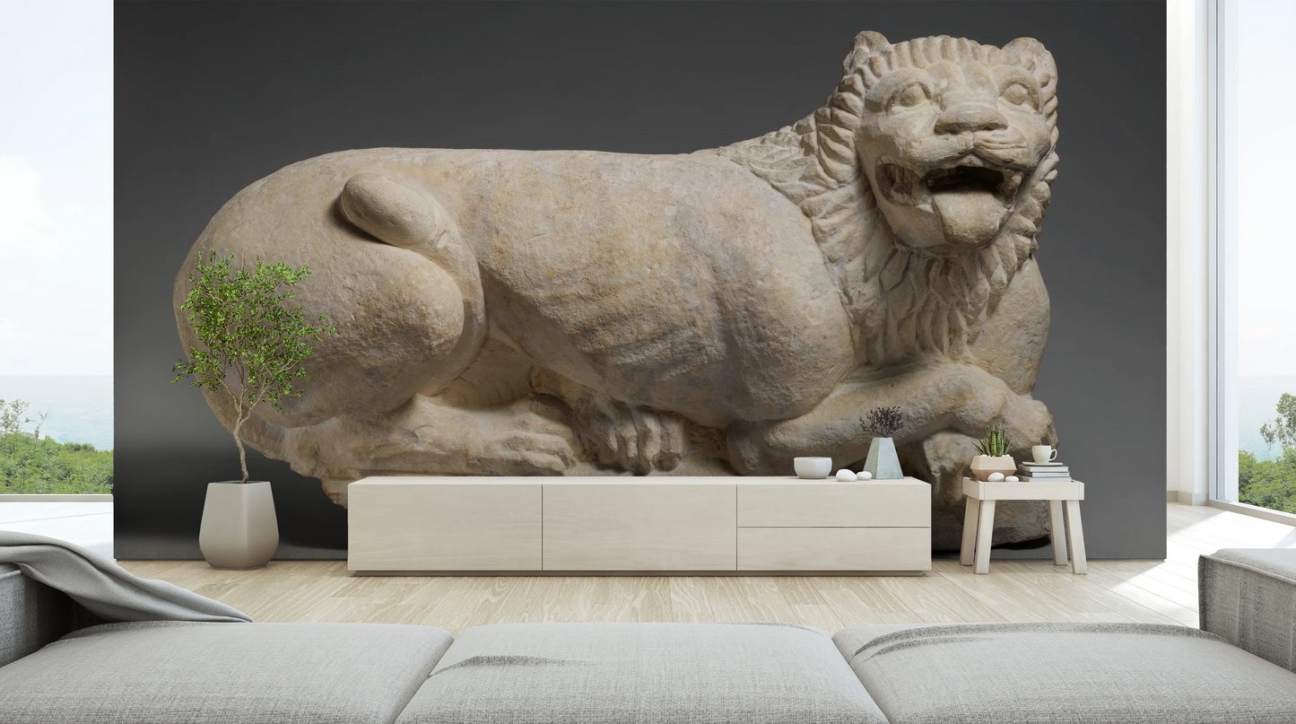 Photo wallpaper "History of Art: Limestone Reclining Lion" (5th century BC)